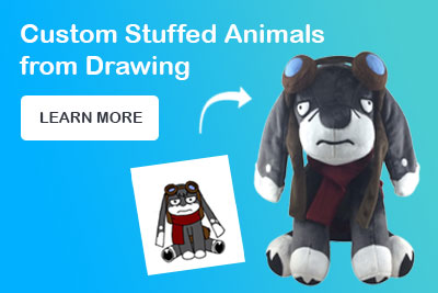 Buddy Softie top banner – featured on MyPlushBuddy blog showcasing custom plush toys made from kids’ drawings and original character art.