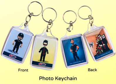 Photo keychains of custom plushies