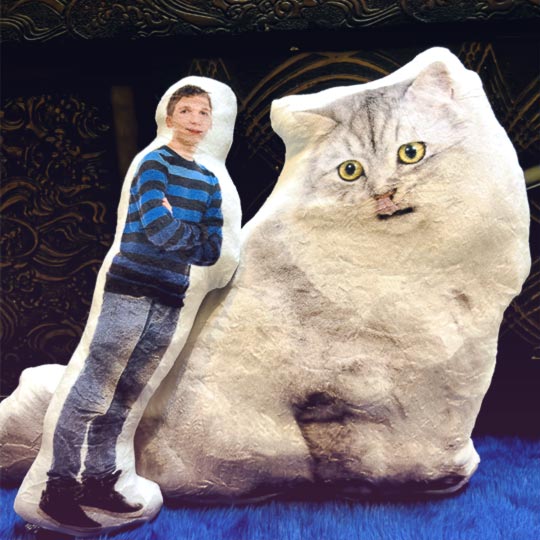 Pillow featuring human photo and pet