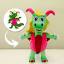  Green Dinosaur custom stuffed animal from illustration 