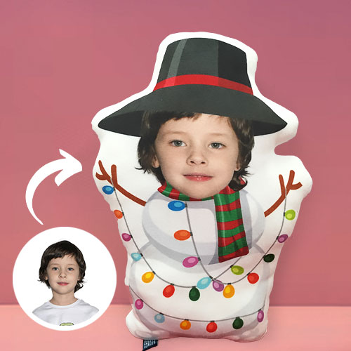Snowman Cartoon Pillow with a face of your choice