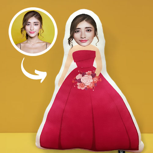 Bride Cartoon Pillow with customizable human face