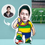 Personalized Footballer Green Yellow Cartoon Pillow for soccer fans