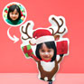 Fun and festive Reindeer Cartoon Pillow with personalized face