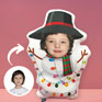 Personalize your Snowman Cartoon Pillow with a custom face