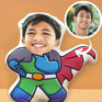 Create your own Superhero Cartoon Pillow with a personalized face