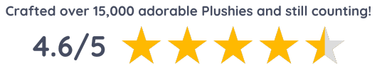 Five-star customer reviews – MyPlushBuddy highlighting happy custom plushie experiences.