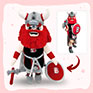 Custom mascot stuffed animal — Viking with red beard, helmet and shield “B” (team mascot). 