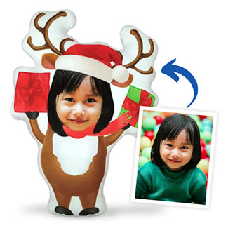 Human face, cartoon pillow for fun gifting and decor.