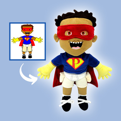 Personalized plush toy created from artwork